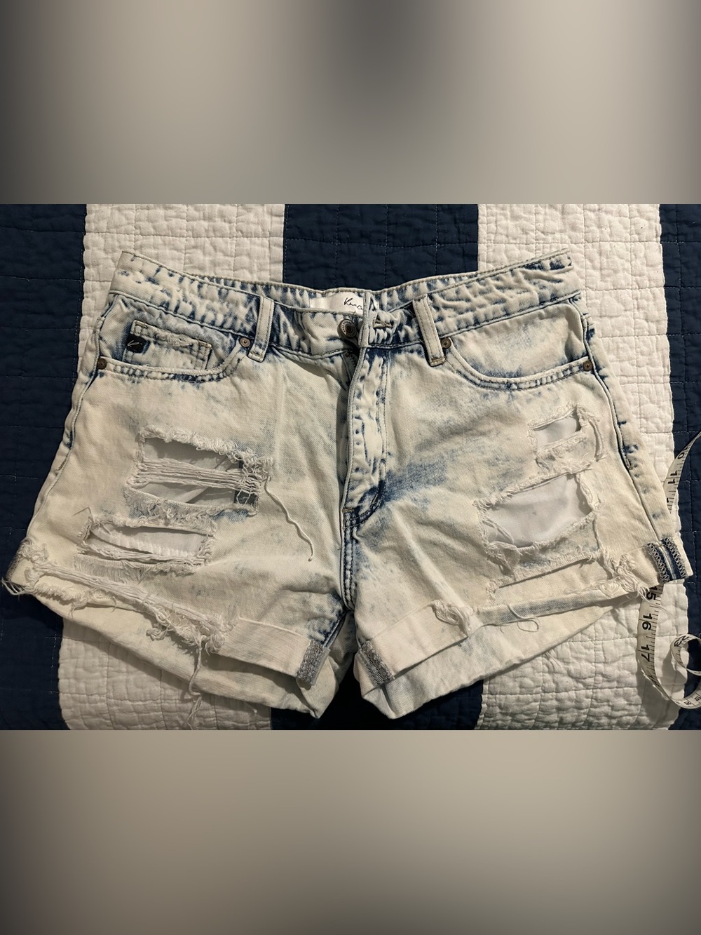 KanCan Distressed Light Wash Denim Shorts - Womens